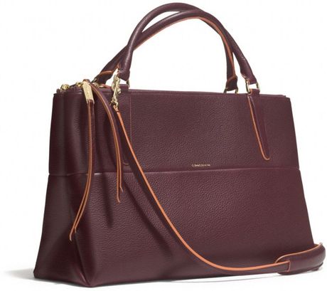 Coach Borough Bag In Edgepaint Pebbled Leather in Purple (GOLD/OXBLOOD ...