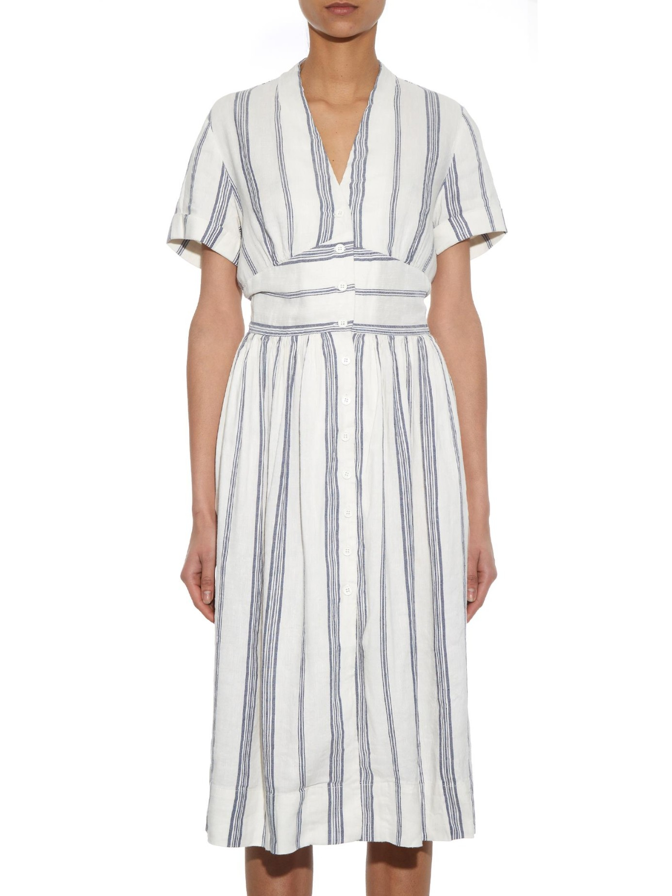 Sea Striped LinenBlend Dress Lyst