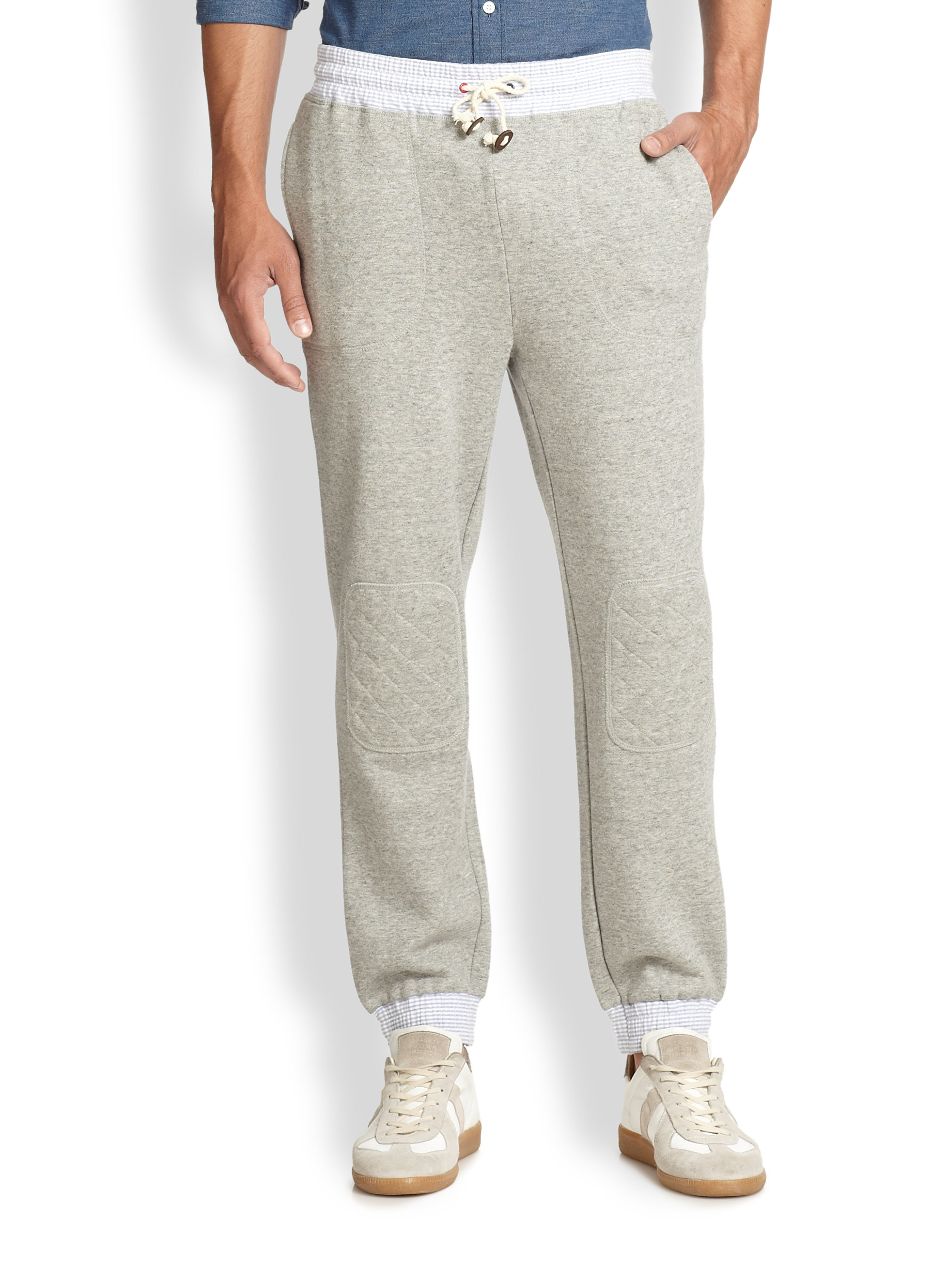 Lyst - Band Of Outsiders Quilted Patch Sweatpants in Gray for Men