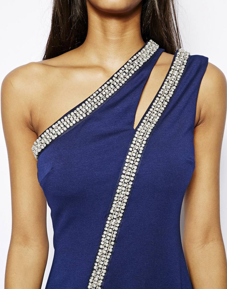 pearl embellished bodycon dress