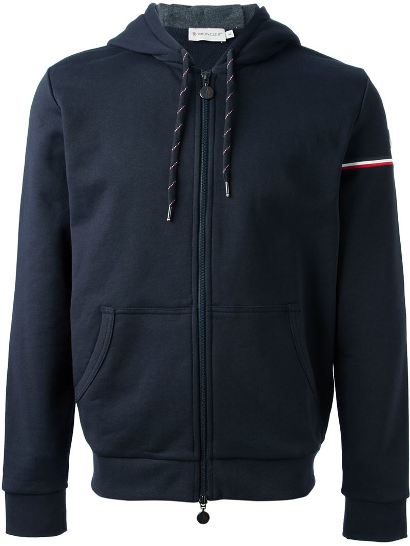 Moncler 'maglia' Hooded Cardigan in Blue for Men - Lyst