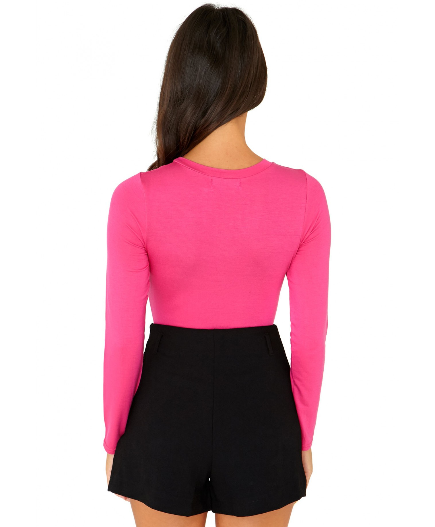 Missguided Gerta Value Long Sleeve Bodysuit in Hot Pink Lyst