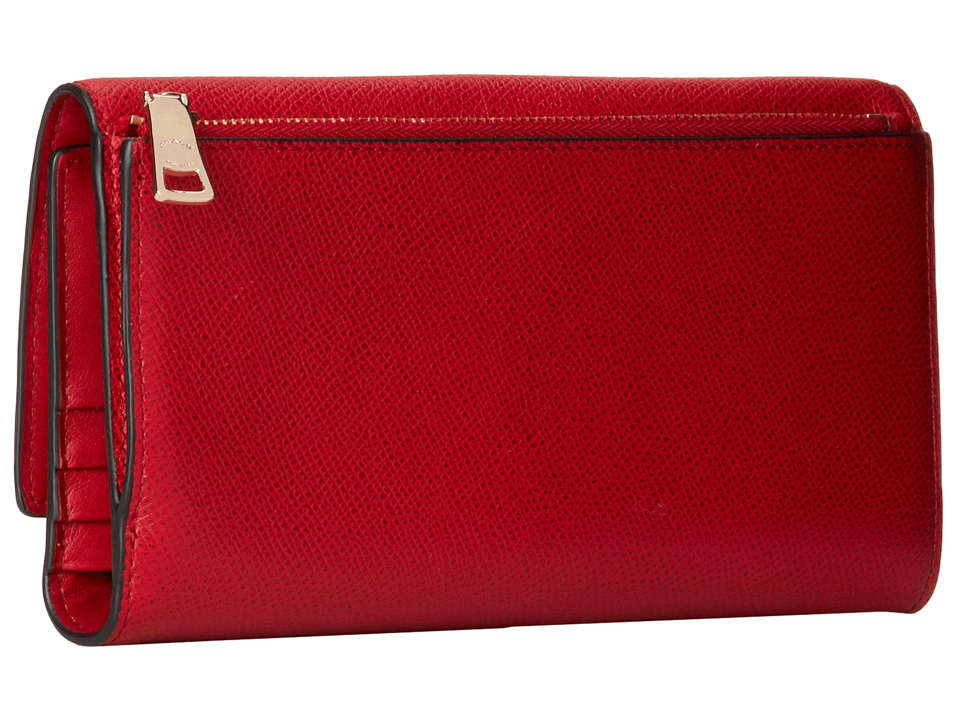 COACH Embossed Txtrd Leather Checkbook Wallet in Red | Lyst