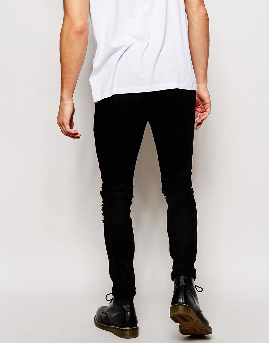 patrice udvikling Bær ASOS Super Skinny Jeans With Studded Knee Panels in Black for Men | Lyst