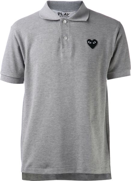 Play Comme Des Garçons Embroidered Heart Polo Shirt in Gray for Men ...