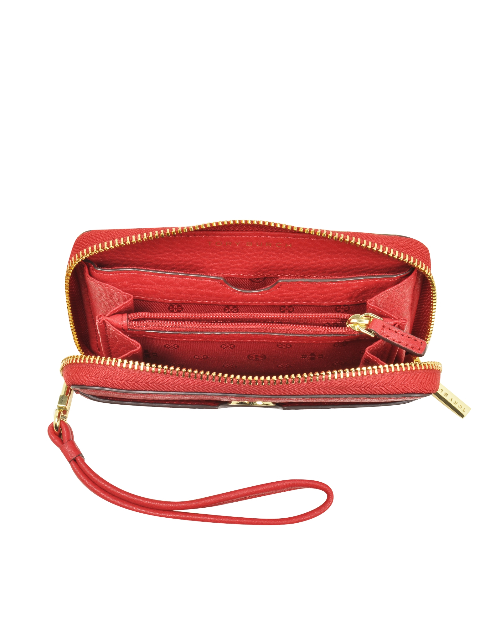 Tory Burch Robinson Pebbled Smartphone Wristlet Wallet Clutch in Red - Lyst