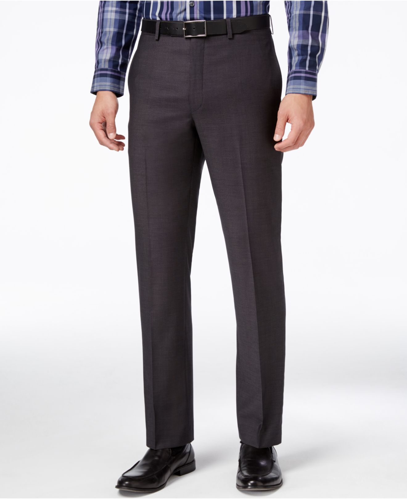 Calvin Klein Synthetic Men's Charcoal Slim-fit Dress Pants in Black for ...