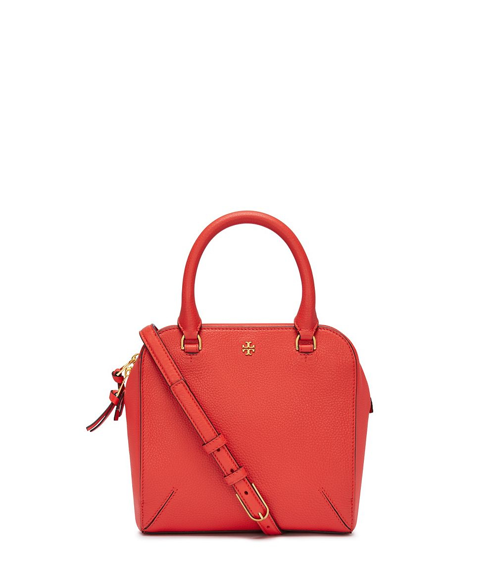 Tory Burch 797 Medium Leather Satchel Bag in Red - Lyst