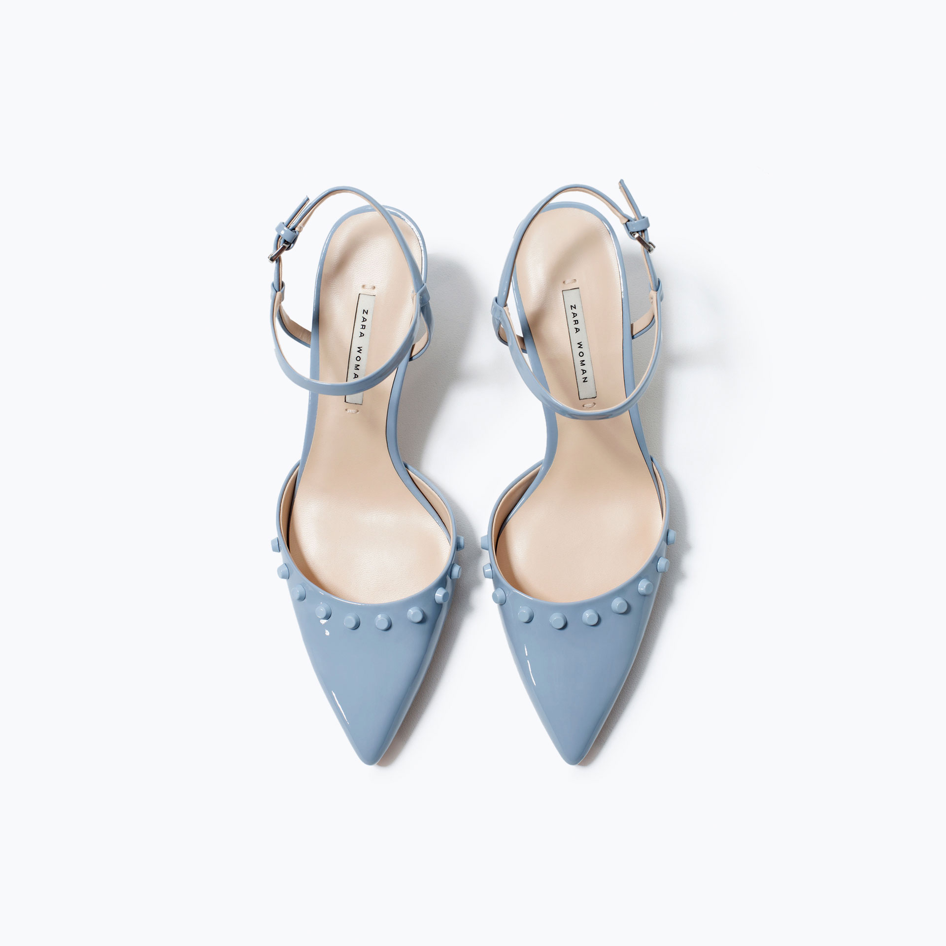 Zara Kitten Heel Studded Shoes in Blue Lyst