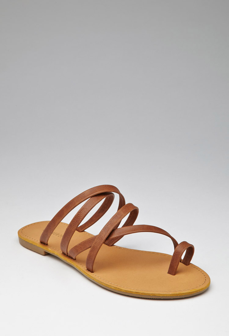strappy toe loop sandals