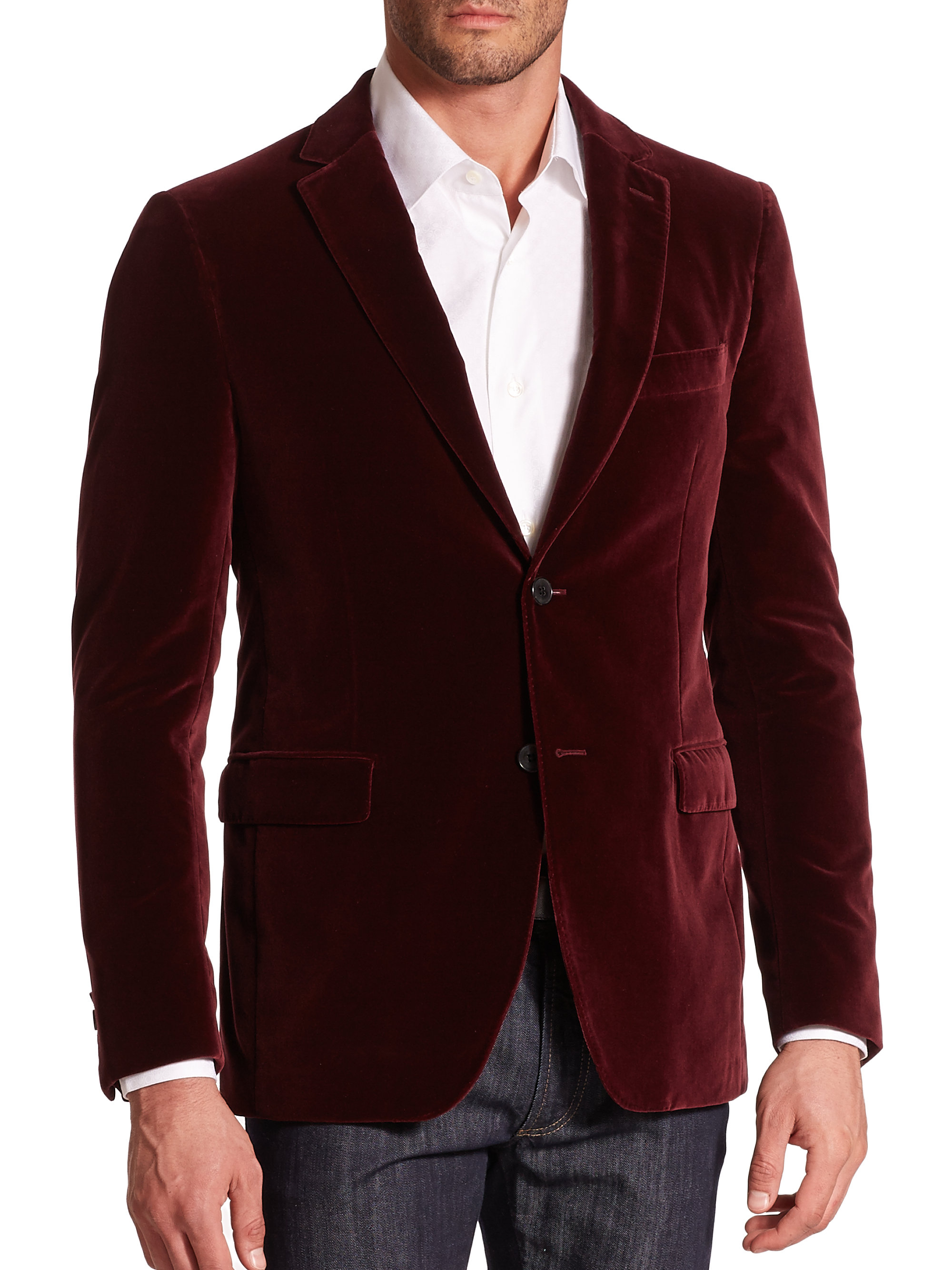 Ferragamo Cotton Velvet Blazer in Burgundy (Purple) for Men - Lyst