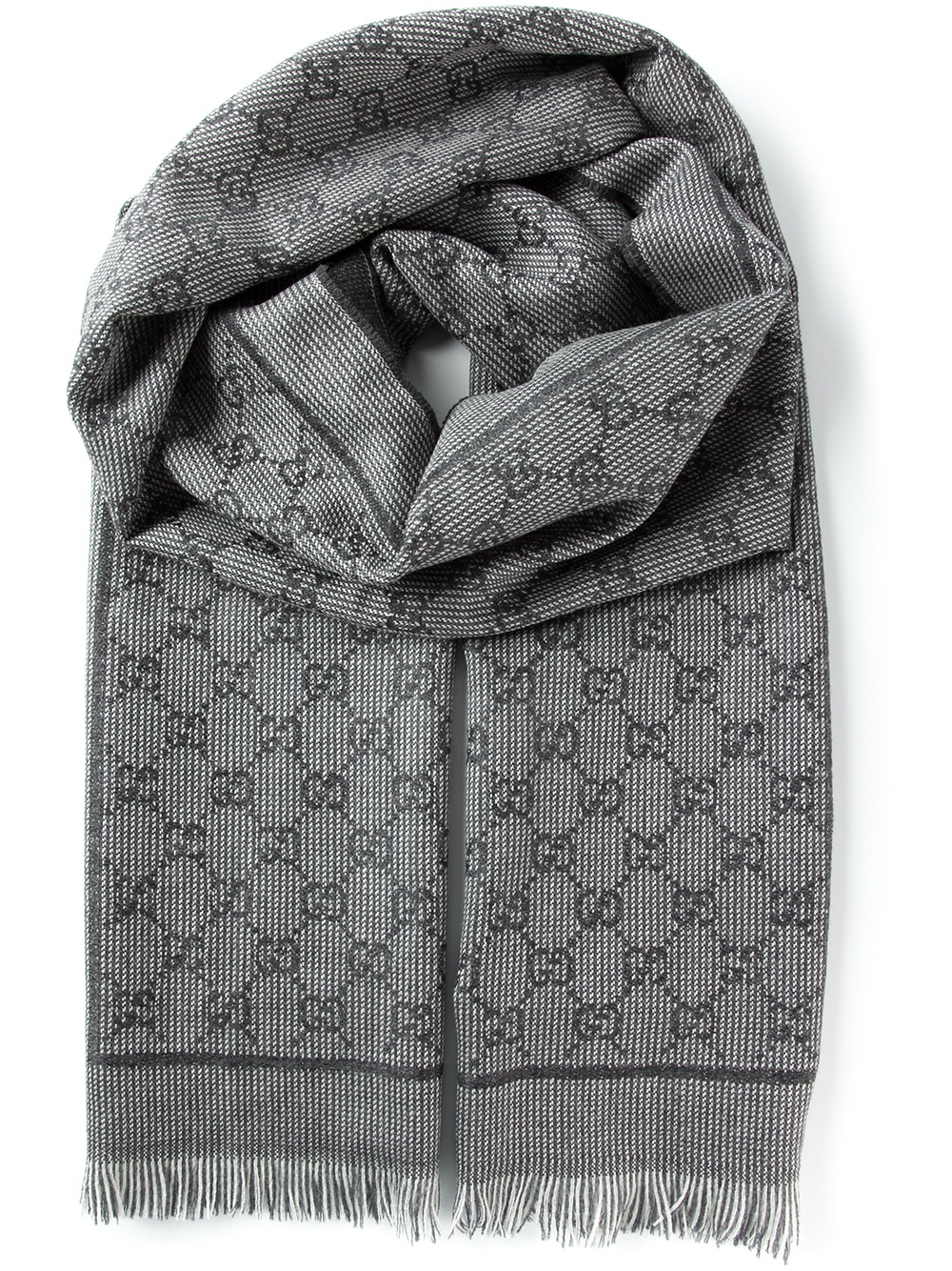 Gucci Wool Monogram Scarf in Dark Grey (Grey) for Men Lyst