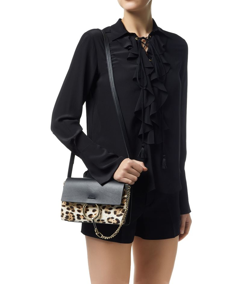 chloe faye medium leopard-print calf hair and leather shoulder bag, chloe  purses prices