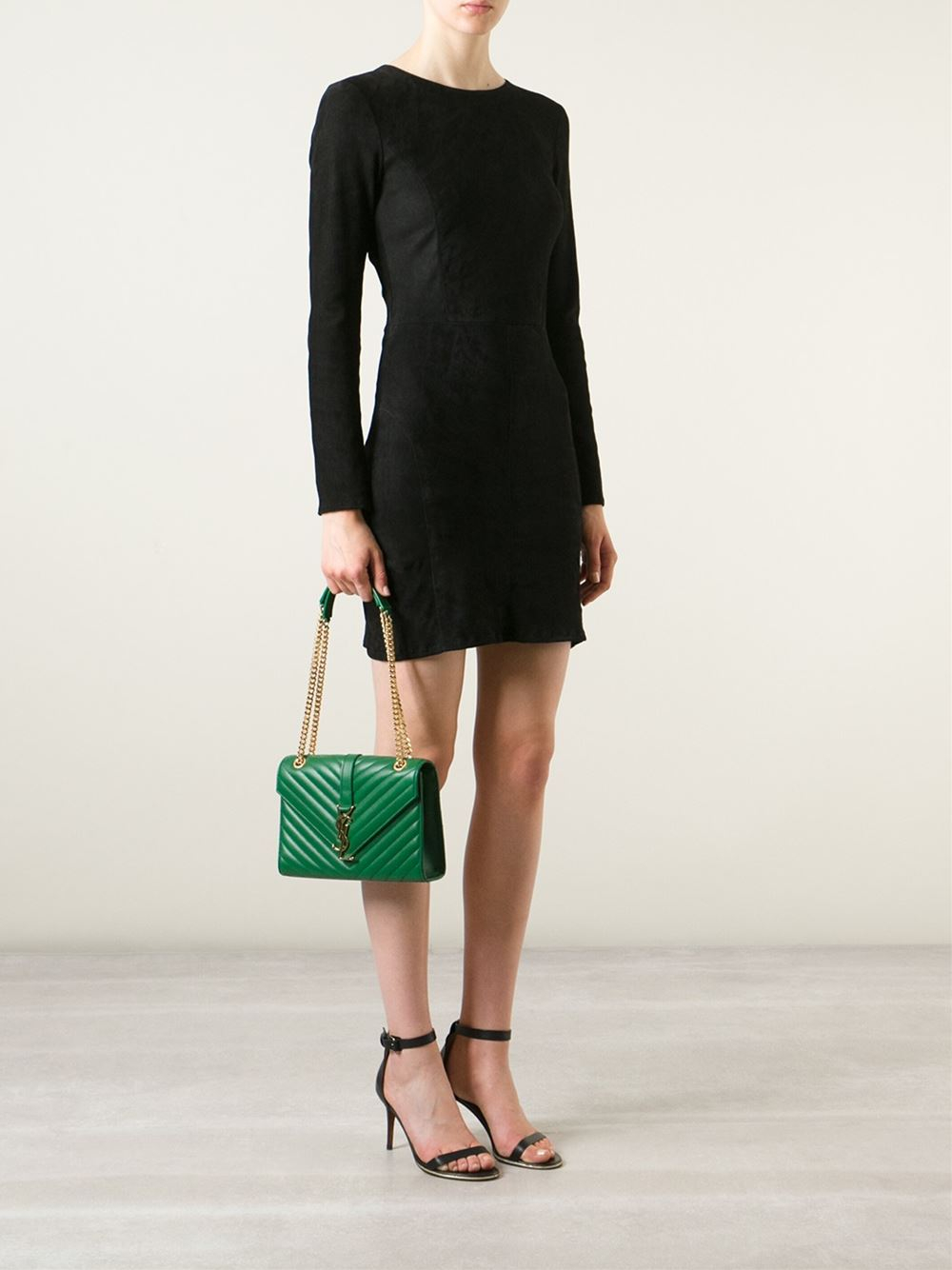 Saint laurent Medium \u0026#39;monogram\u0026#39; Satchel in Green | Lyst