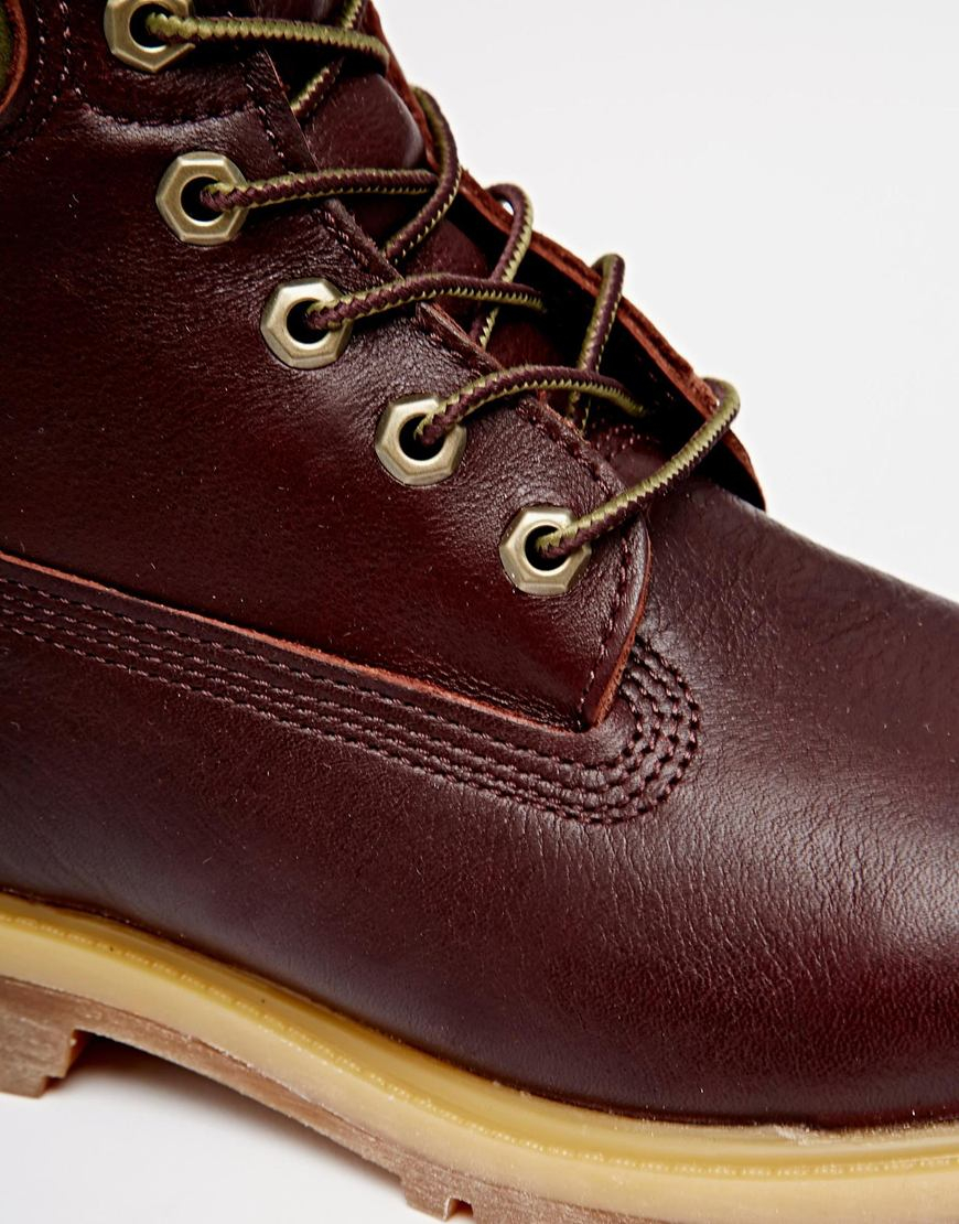maroon leather timberland boots