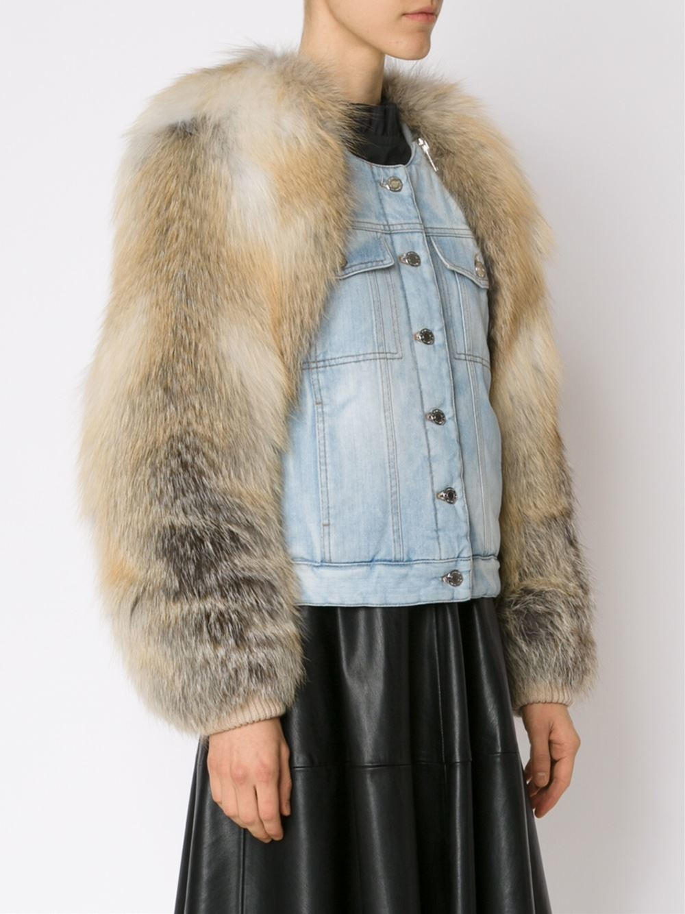 fox fur denim jacket