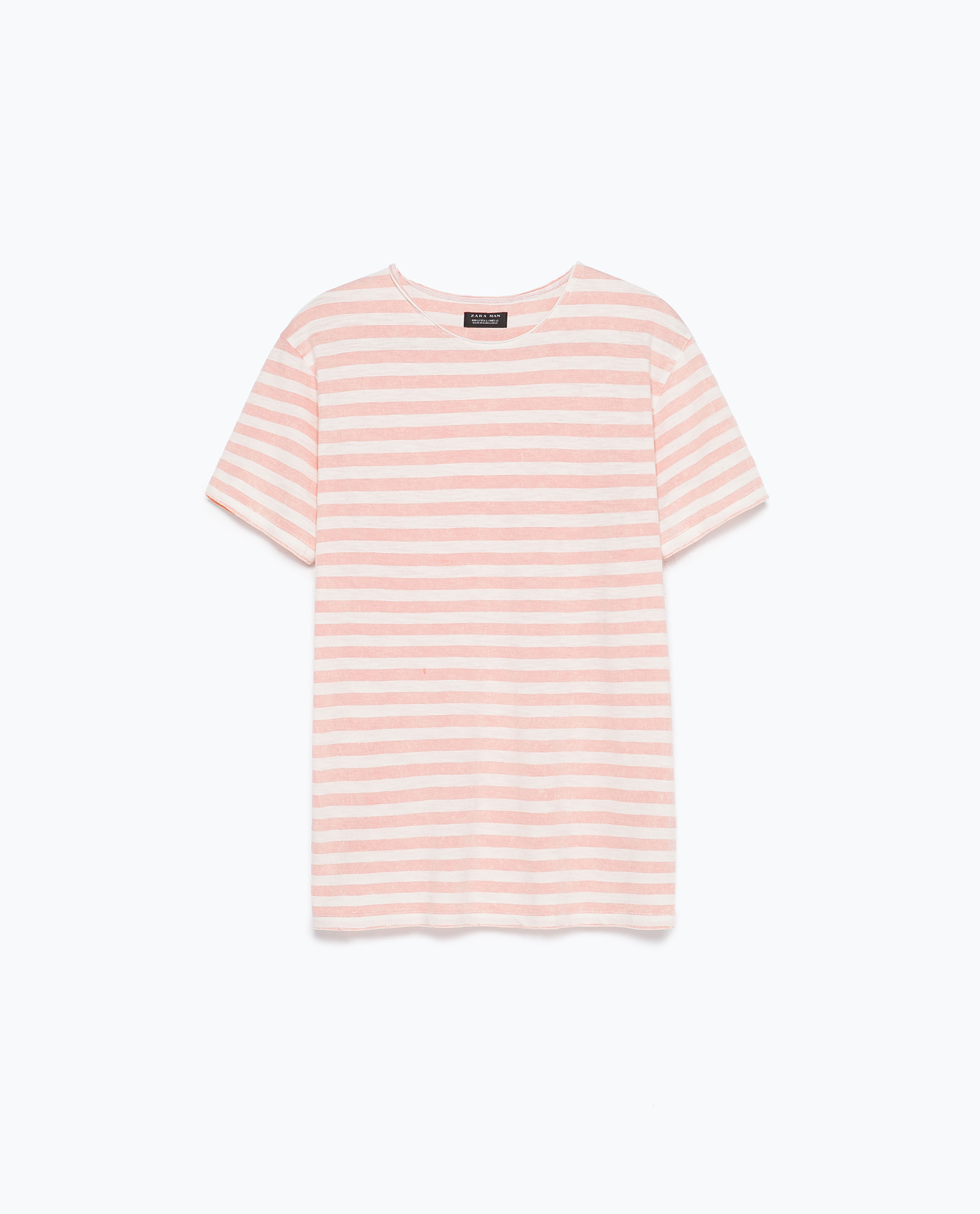 Zara Striped T-Shirt in Pink for Men (Coral) | Lyst