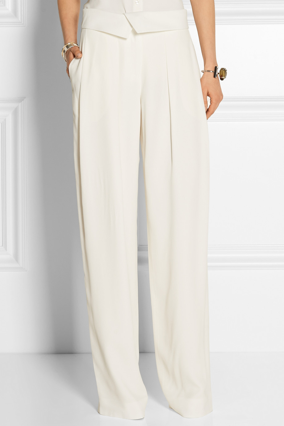 Lyst - Jason Wu Pleated Crepe Wide-leg Pants in White