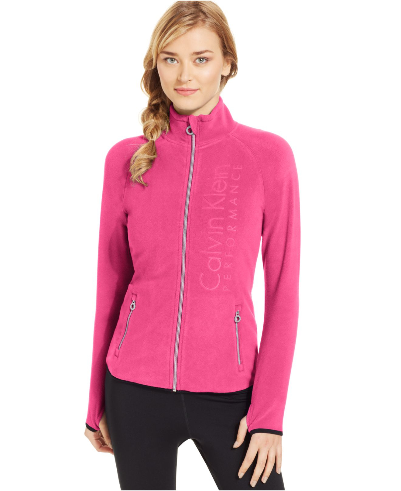 calvin klein pink fleece jacket