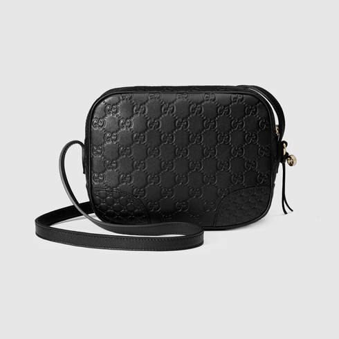 Gucci Leather Bree Ssima Mini Messenger Bag in Black | Lyst