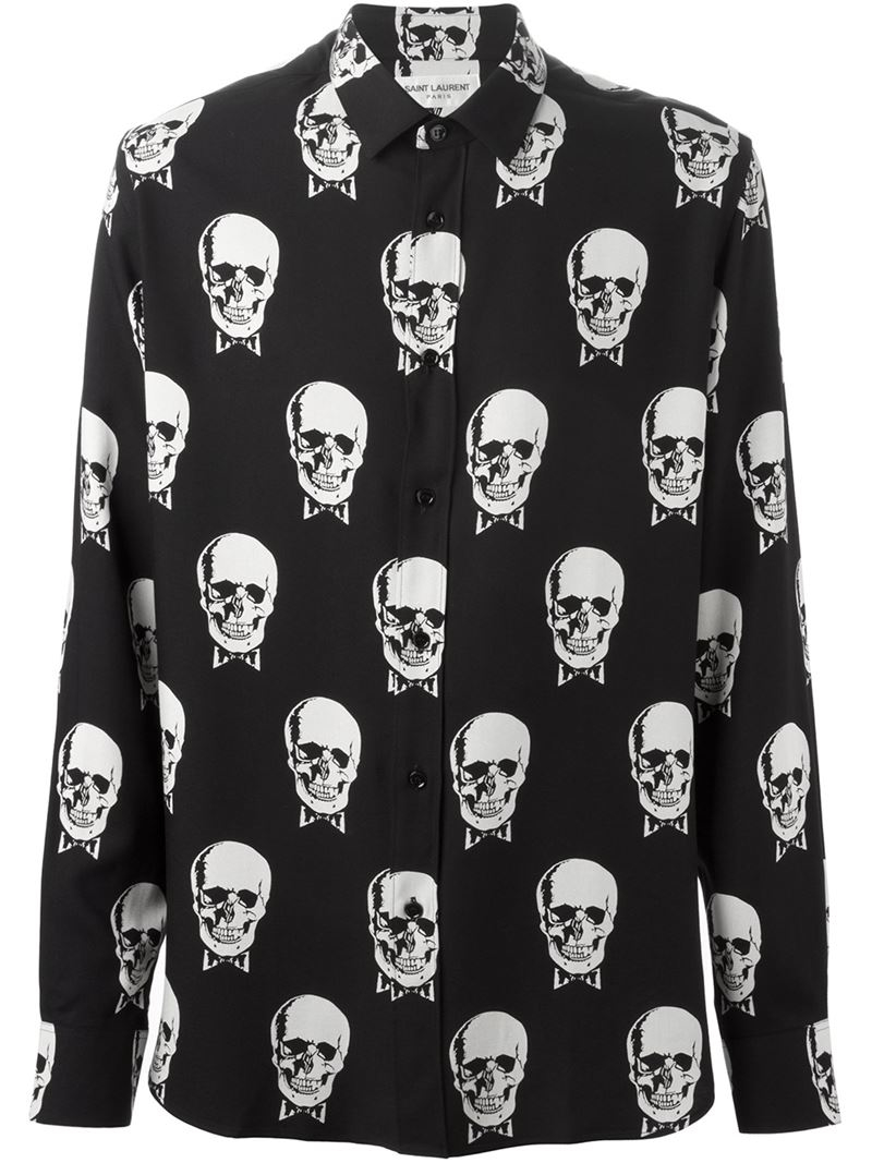 Saint Laurent Skull Print Shirt in Black for Men | Lyst