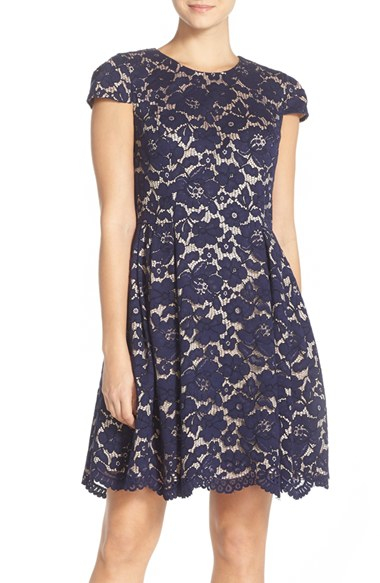 vince camuto navy lace dress