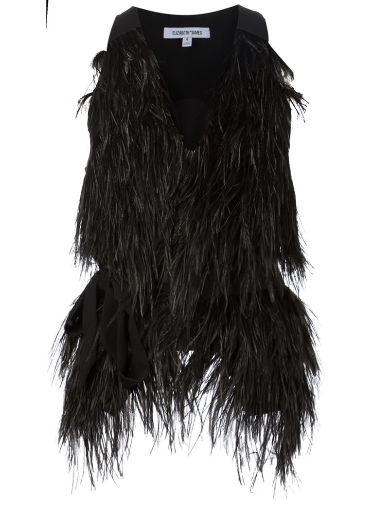 black feather vest