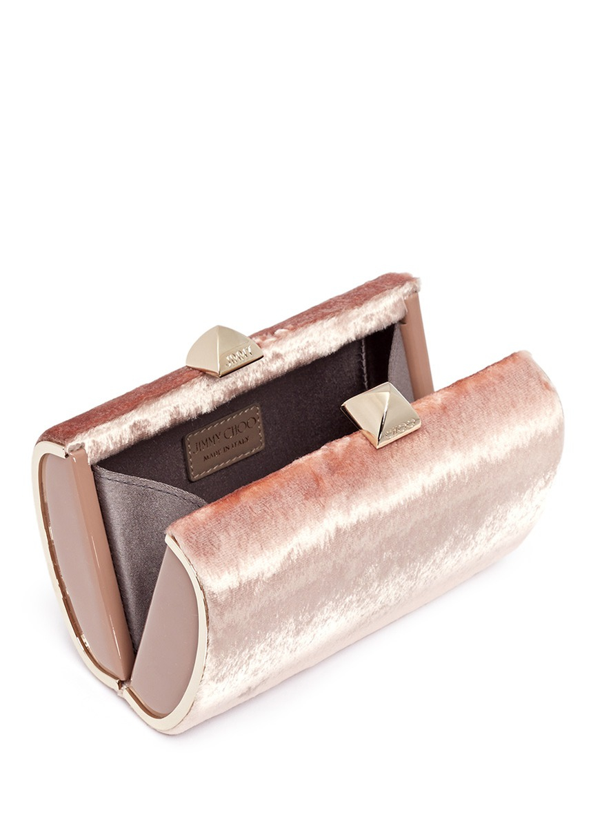pink velvet clutch
