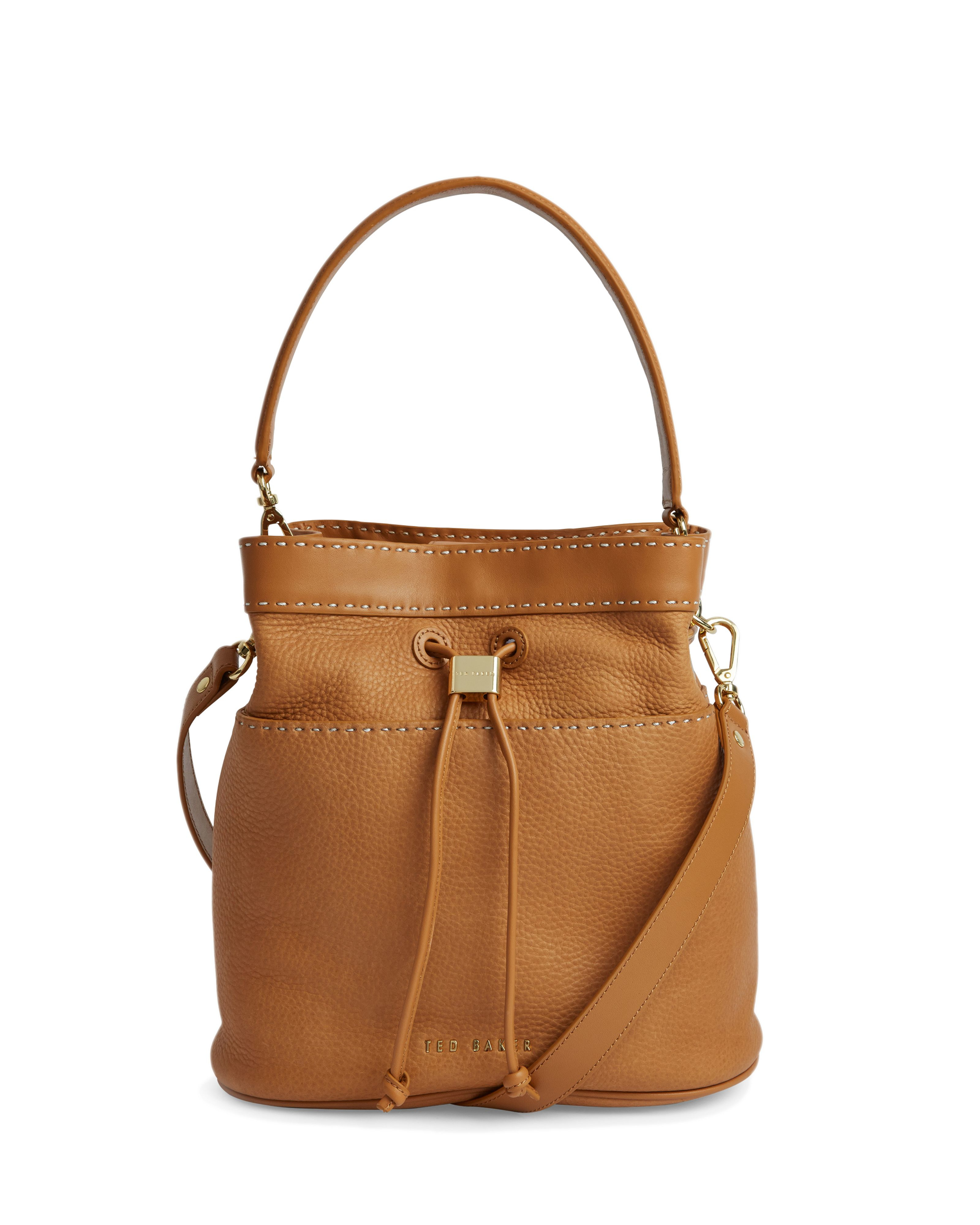 Ted baker Kashia Stab Stitch Leather Bucket Bag in Brown Lyst