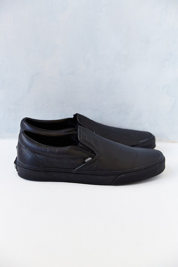 Vans Classic Premium Leather Slip-On Men'S Sneaker in Black for Men | Lyst