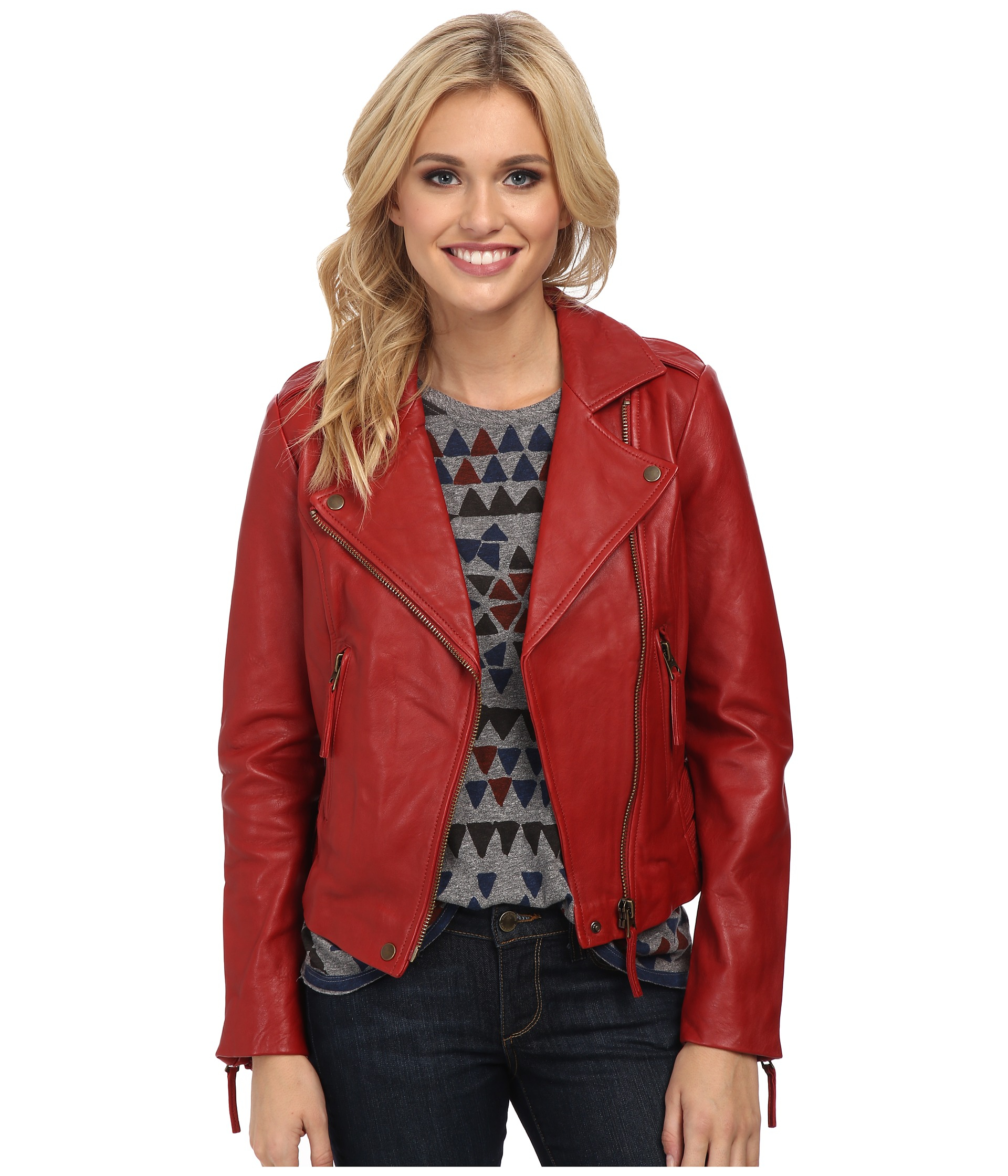 Lucky Brand Major Moto Jacket in Red - Lyst