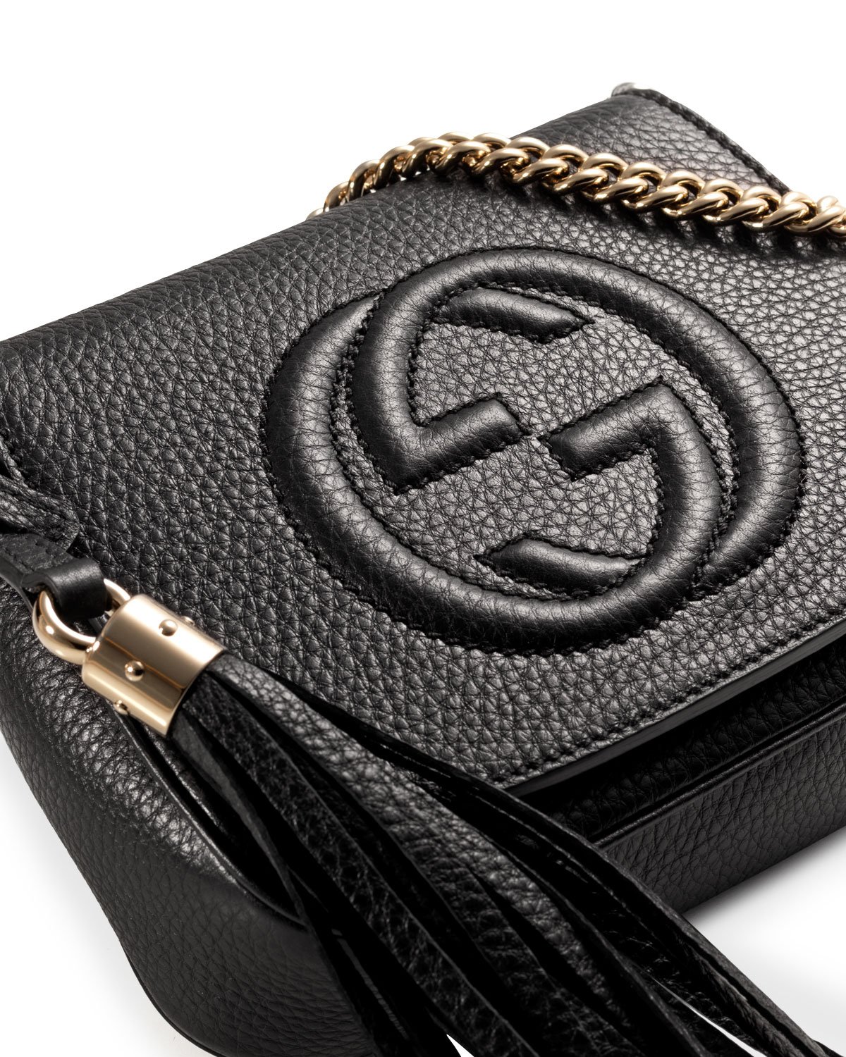 Gucci Soho Leather Chain Crossbody Bag in Black - Lyst