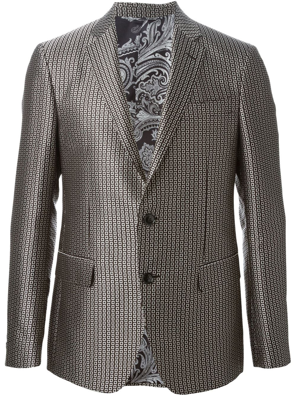 Etro Woven Pattern Blazer in Black for Men Lyst