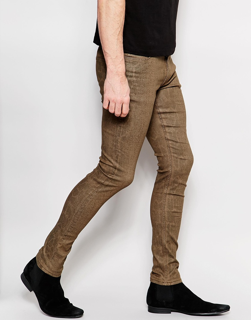 ASOS Extreme Skinny Jeans In Snake Print in Brown for Men - Lyst