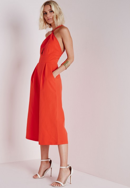 orange culotte jumpsuit