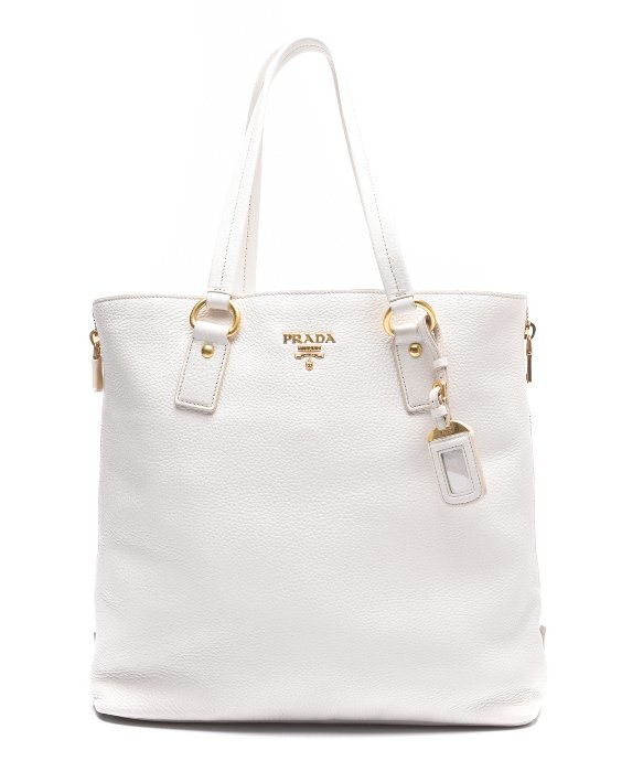 Prada Vitello Daino Tote Handbag in White | Lyst