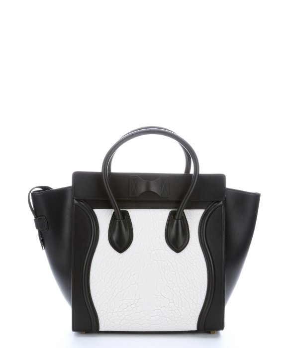 celine cabas phantom bag price - Cline Black and White Embossed Leather Phantom Trapeze Handbag in ...