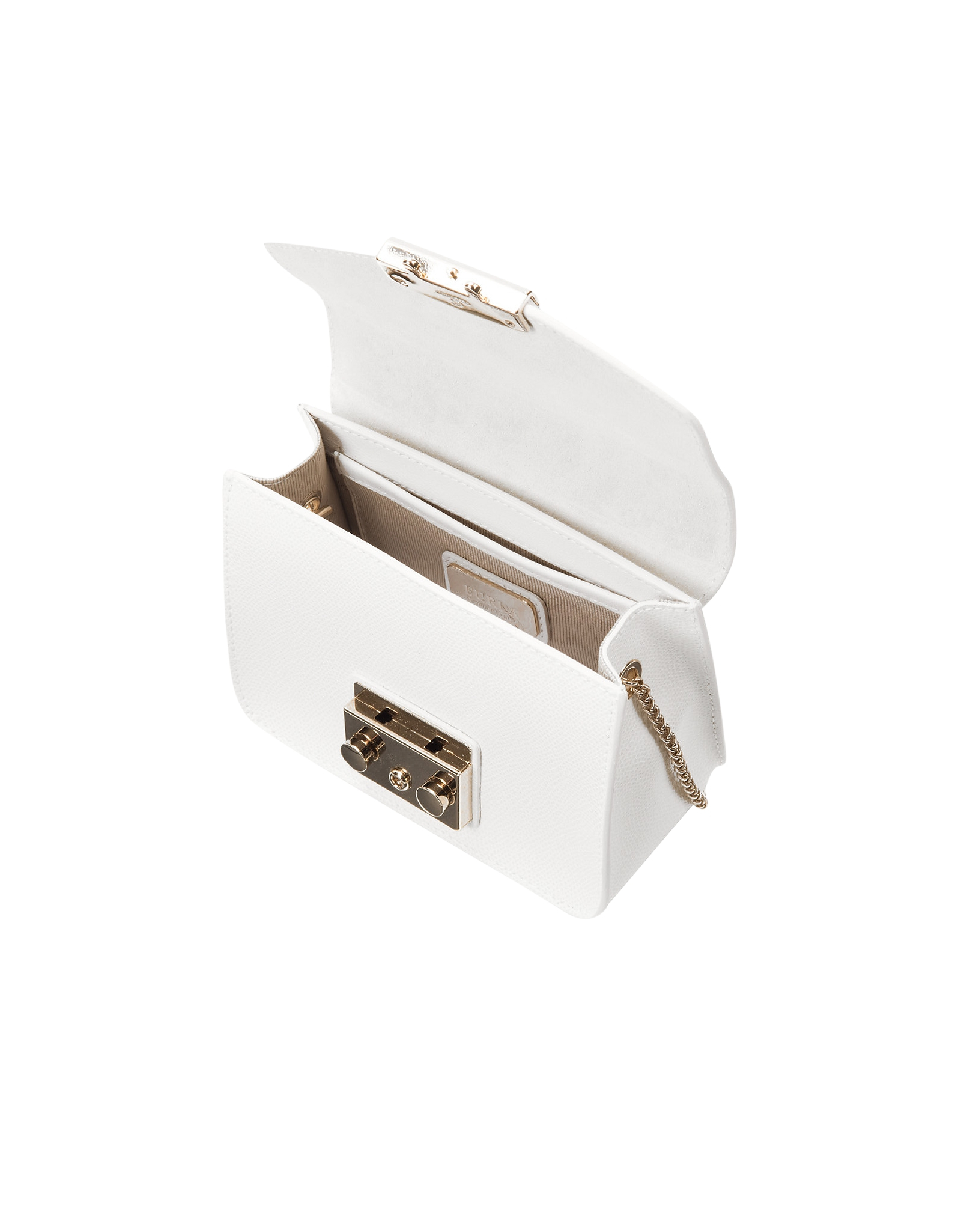 Lyst Furla Metropolis Chalk Leather Mini Crossbody Bag in White