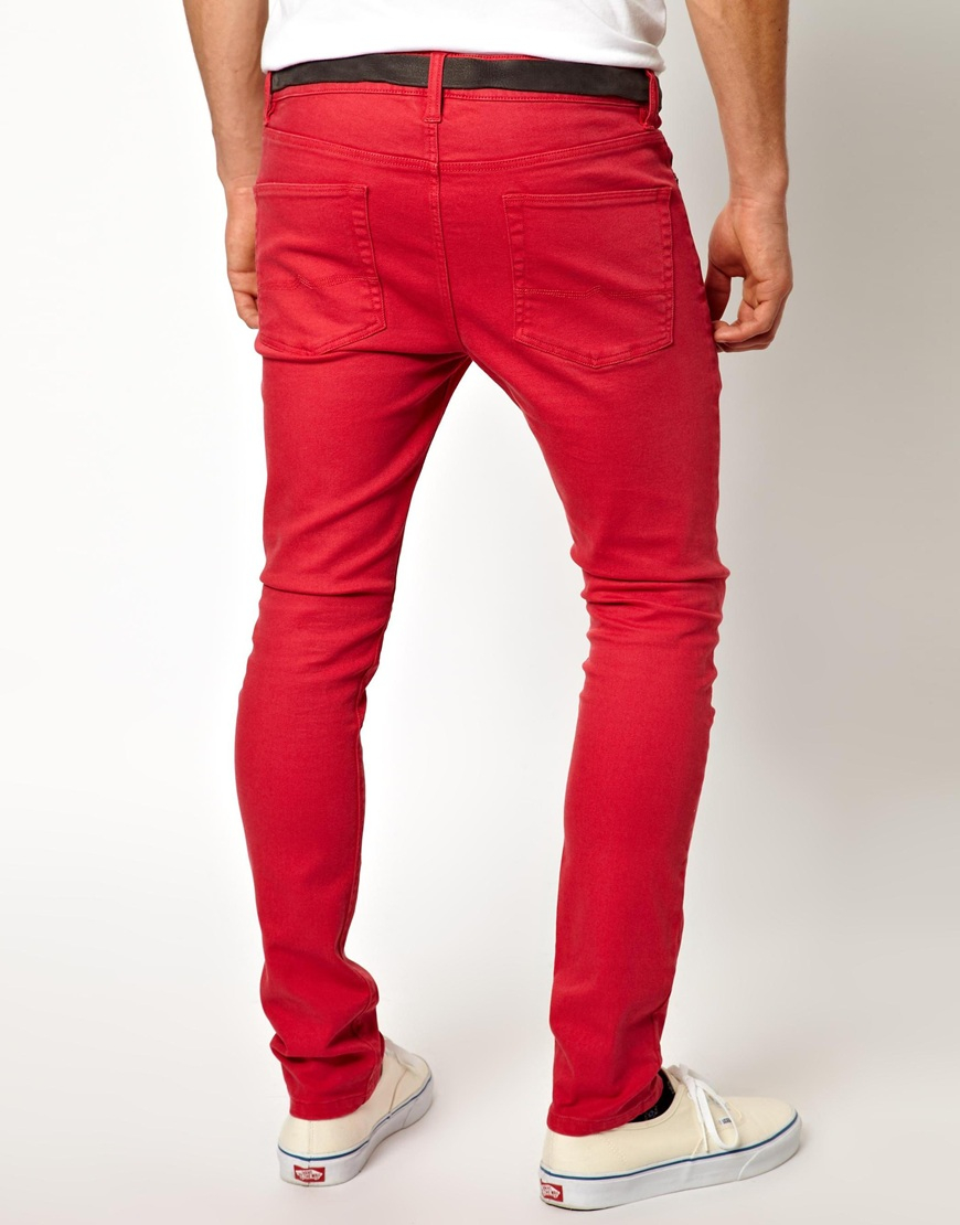 ASOS Super Jeans in Red for Men Lyst