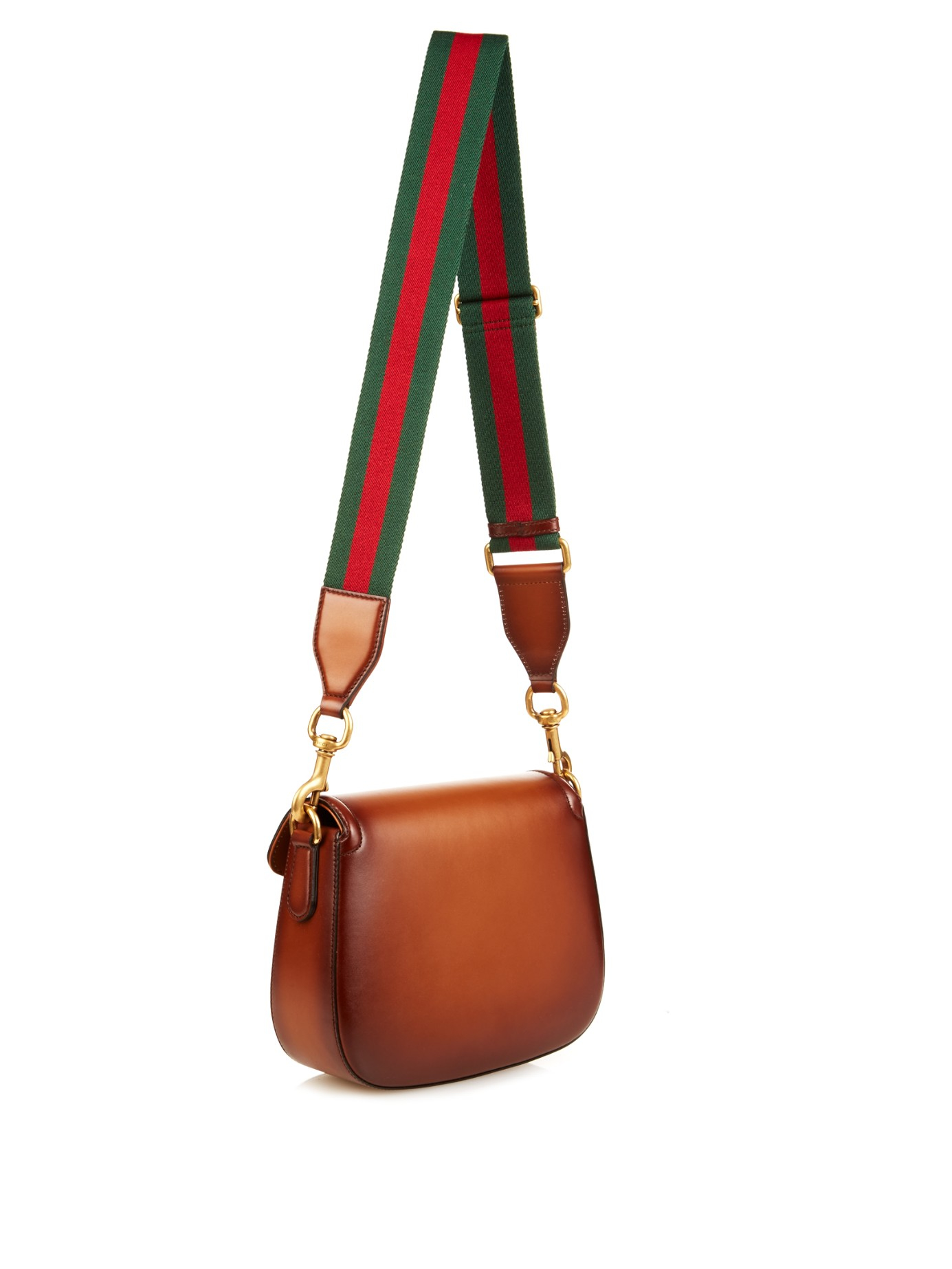 Lyst - Gucci Lady Web Medium Leather Shoulder Bag in Brown