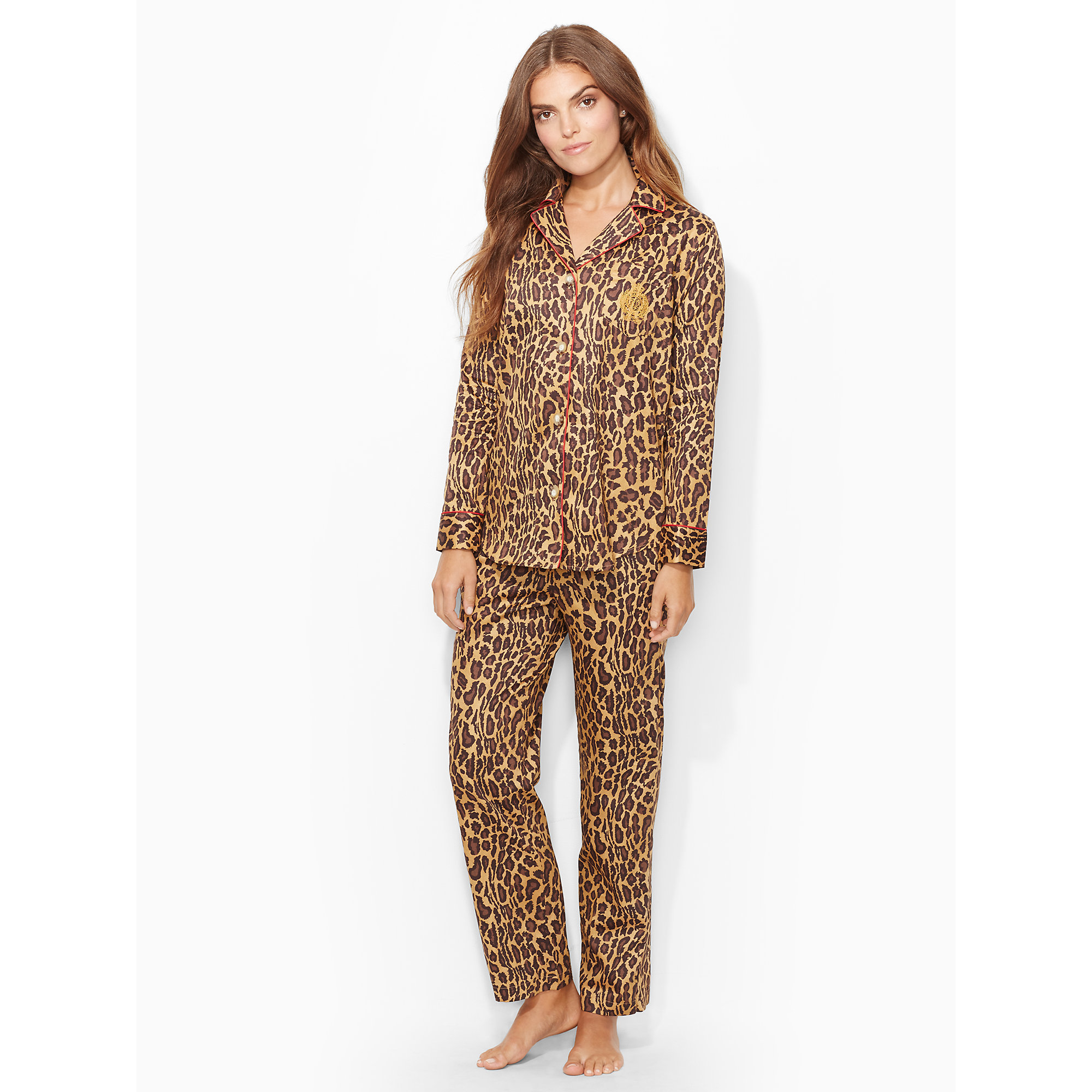 Lauren By Ralph Lauren Leopard Print Pajama Set Lyst 