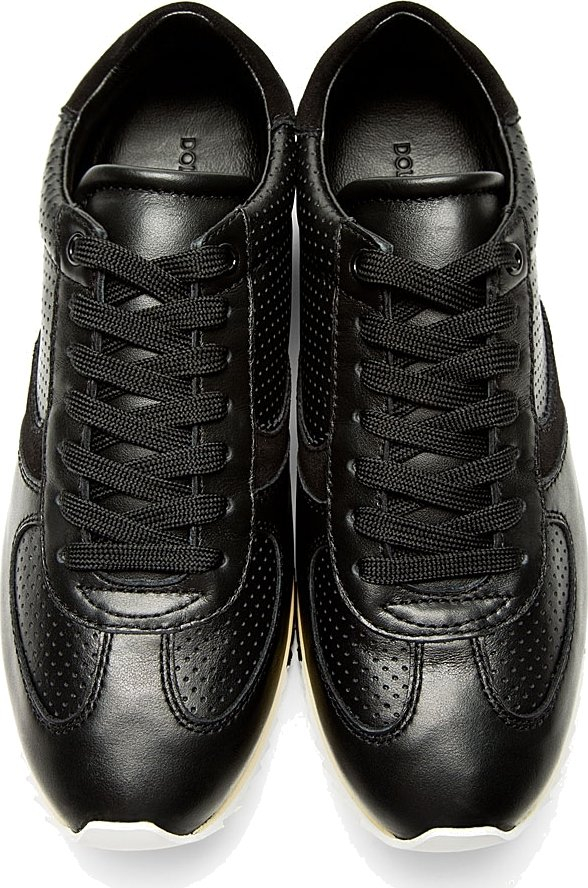 black leather athletic shoes