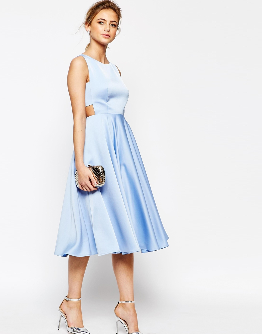 Ted Baker Cut Out Full Skirt Midi Dress in Blue | Lyst