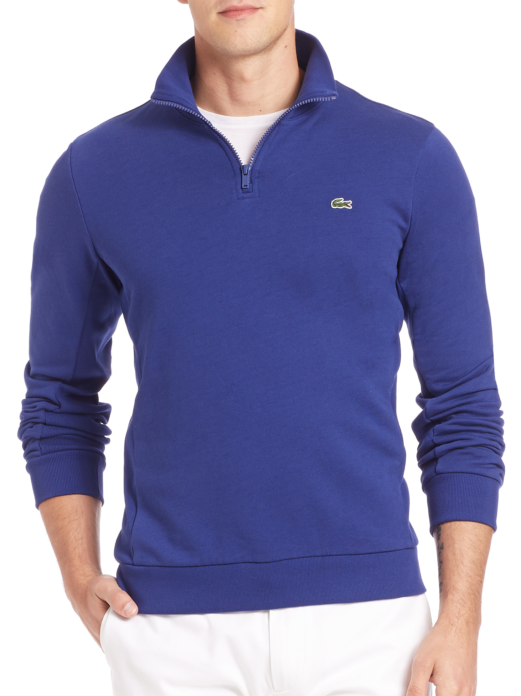 Lacoste Quarter-zip Fleece Sweatshirt in Navy (Blue) for Men - Lyst