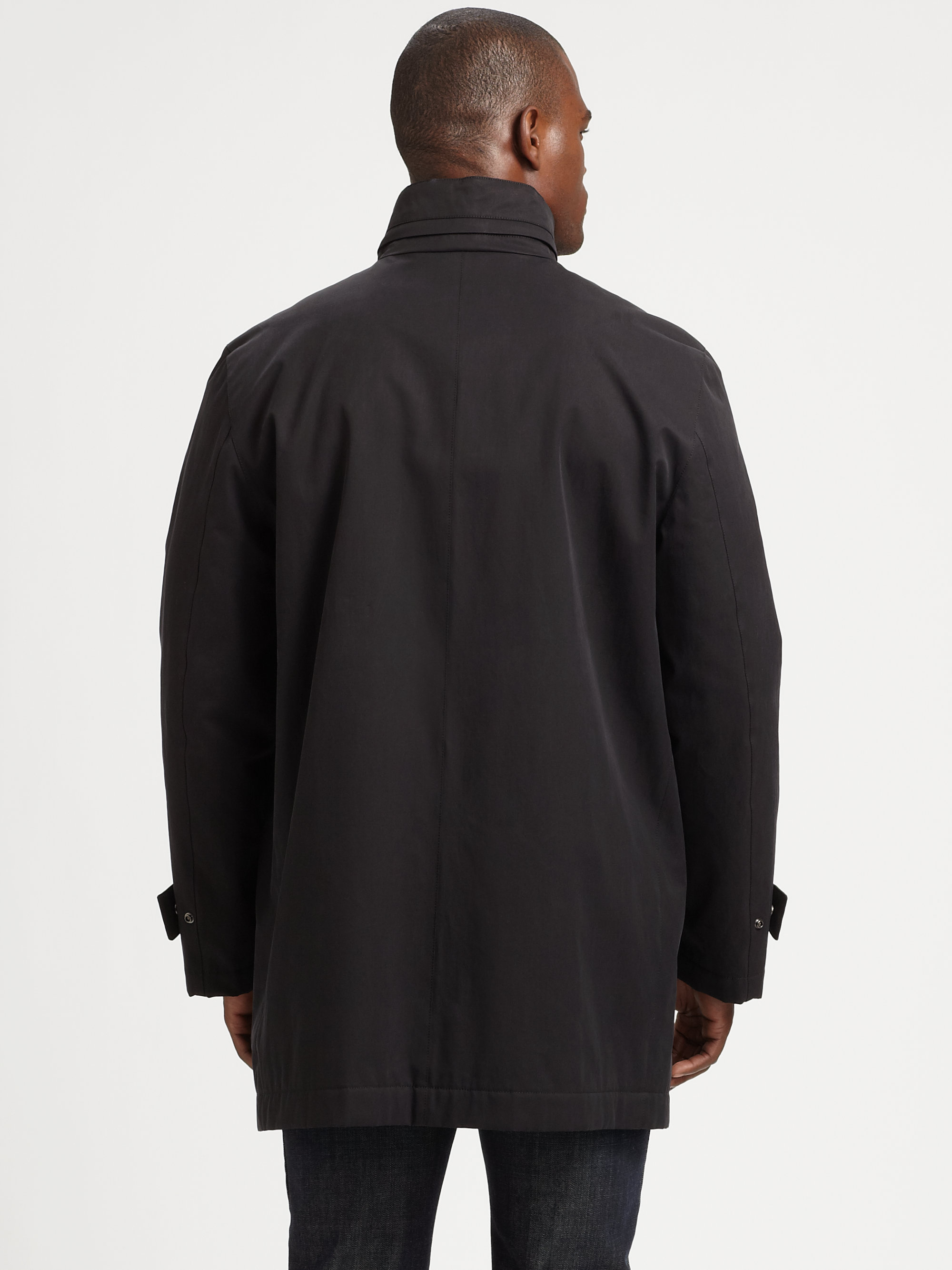 Ferragamo Wool Car Coat in Black for Men - Lyst