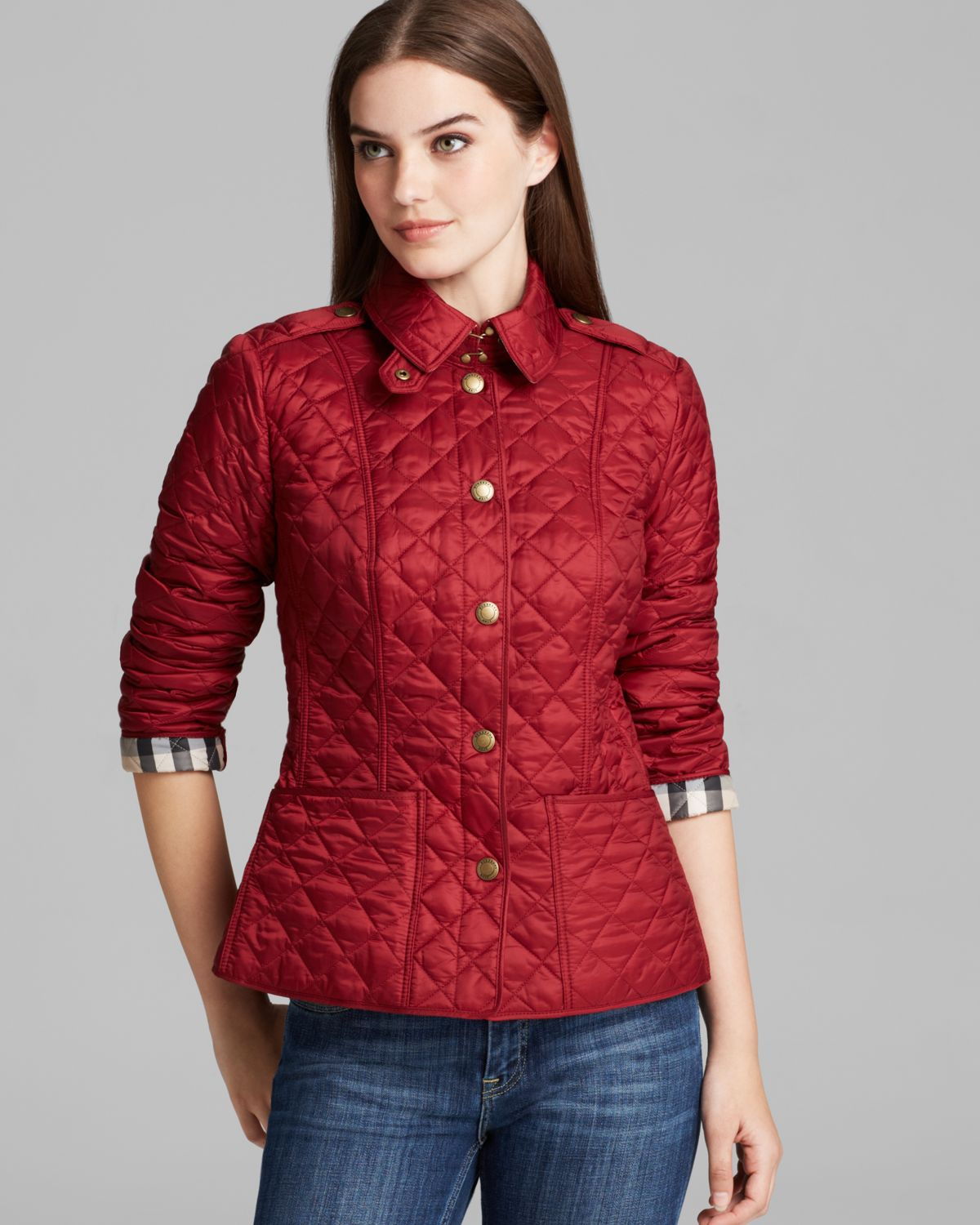 burberry brit kencott jacket in red lyst burberry size chart women s