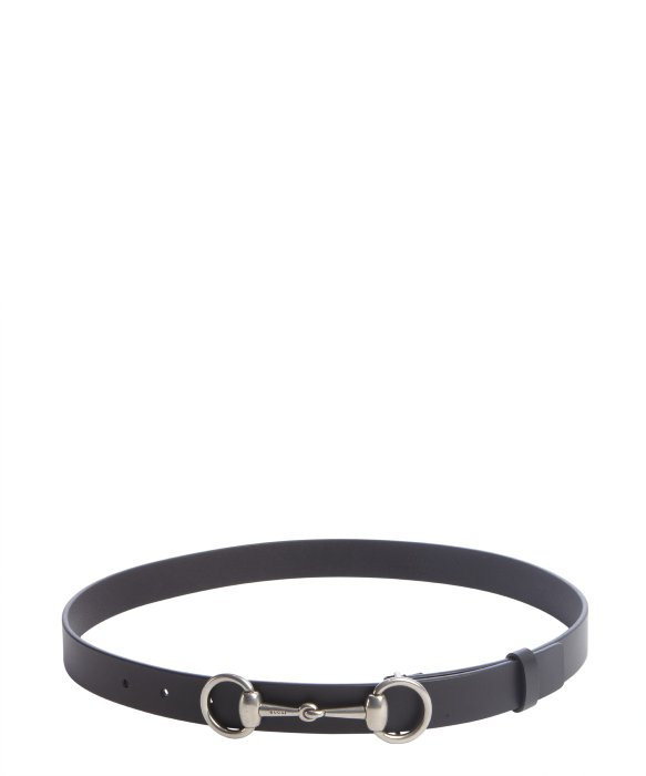 Lyst - Gucci Black Leather Horsebit Buckle Skinny Waist Belt in Black ...