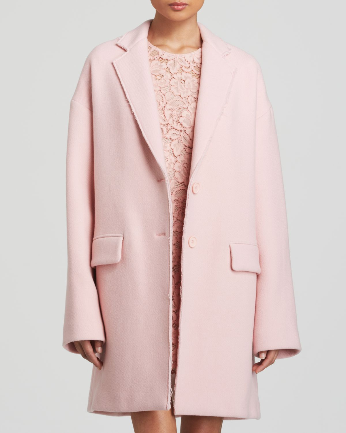 DKNY Wool Blend Coat in Pink | Lyst