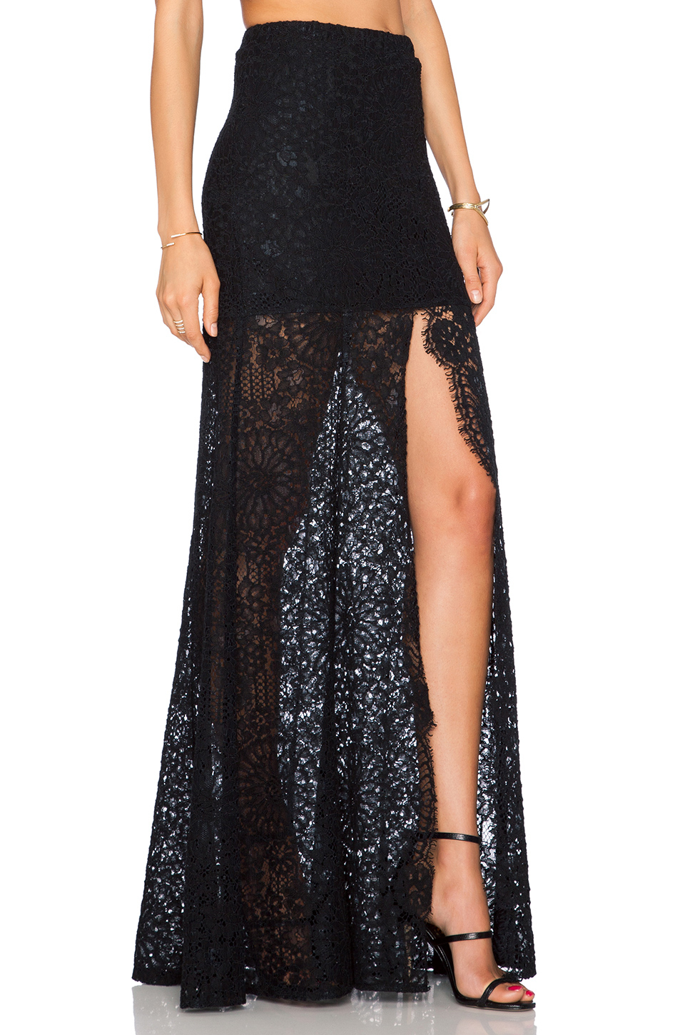 Lyst - Alexis Hermes Lace Maxi Skirt in Black