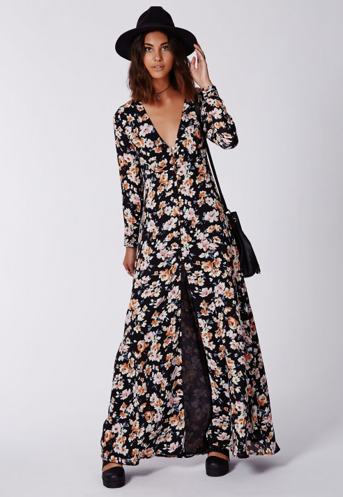 Long button down maxi dress Clearance